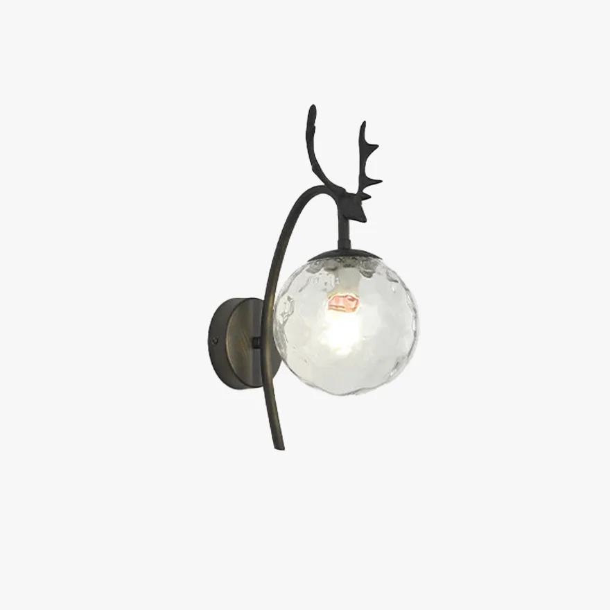 Modern Metal And Glass Deer Dining Room Wall Lamp, Black/Gold