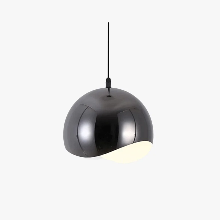 Unusual Metal Dome Dining Room Pendant Light, Black/Chrome/Rose Red