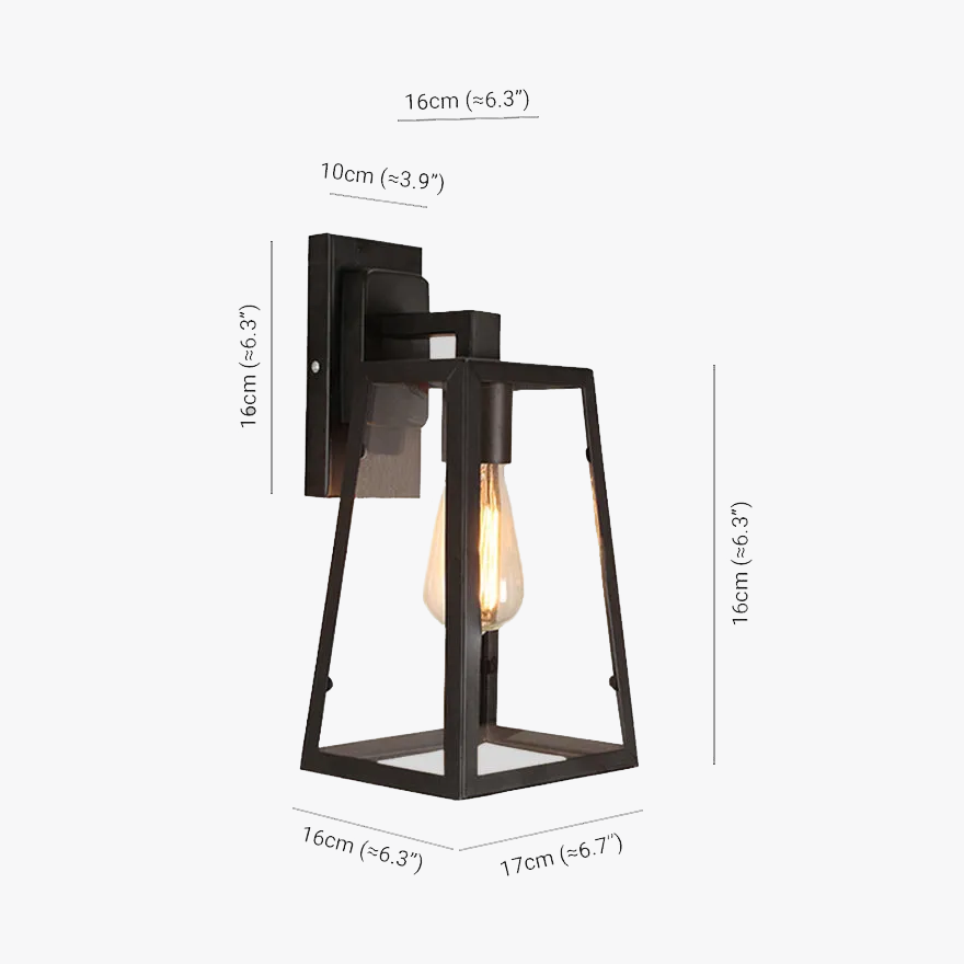 Modern Metal And Glass Polygonal Living Room Wall Lamp, Black