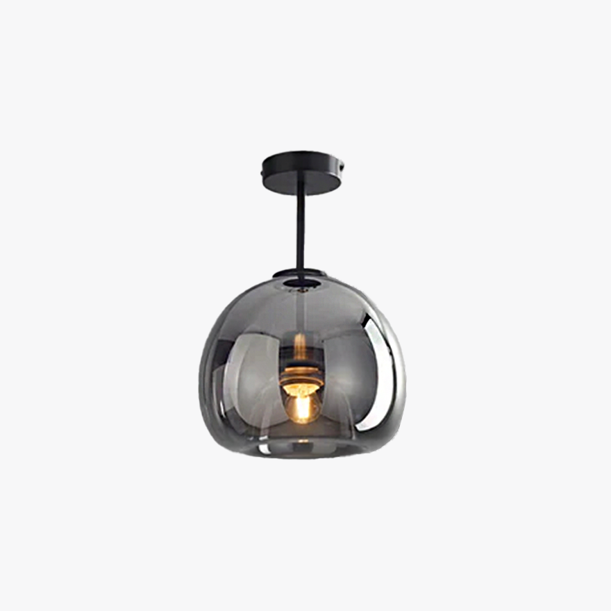 Modern Pure Cooper And Glass Bubble Bedroom Ceiling Light, Black/Gold