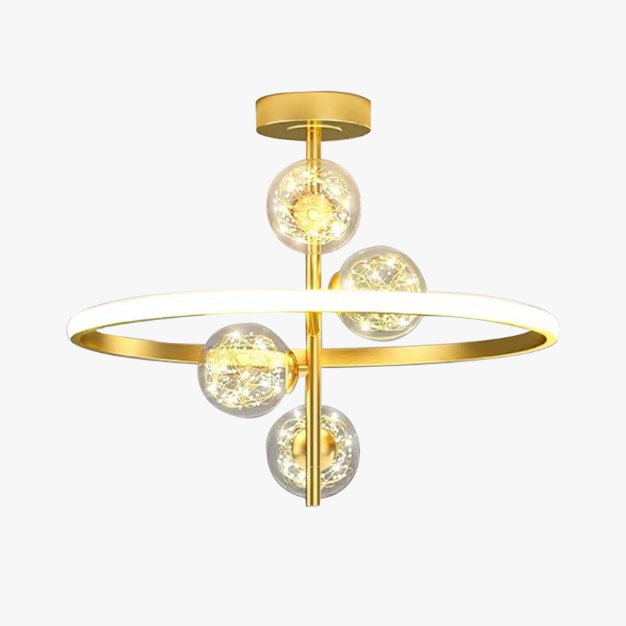 Designer Metal And Acrylic Ring Dining Room Ceiling Light, Black/Gold