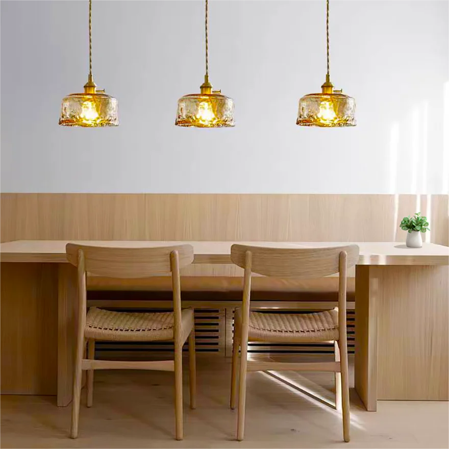 Modern Metal And Glass Geometric Dining Room Pendant Light, Amber