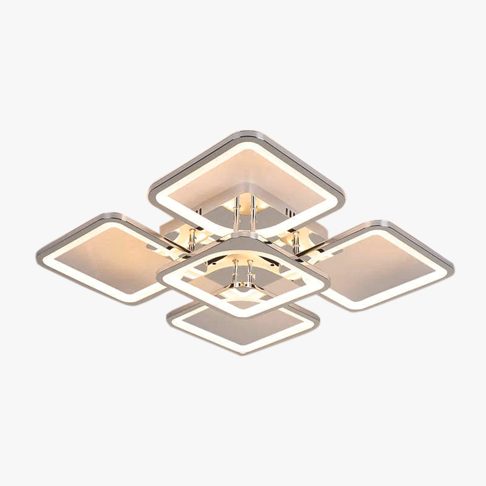 Nordic Metal And Glass Geometric Dining Room Chandelier Ceiling Light, Chrome