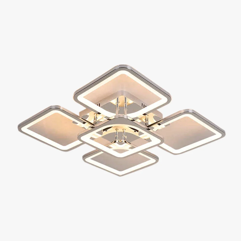 Nordic Metal And Glass Geometric Dining Room Chandelier Ceiling Light, Chrome