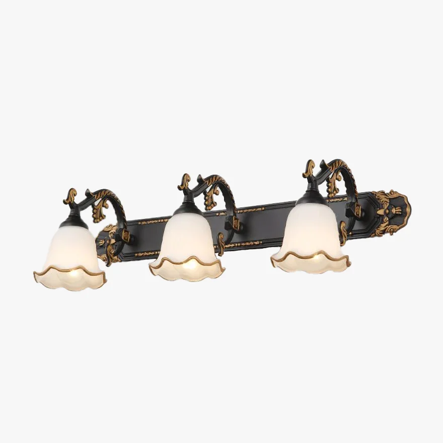 Scandinavian Metal And Glass Floral Bathroom Wall Light, Black/Gold/Bronze/White-Gold/White-Silver