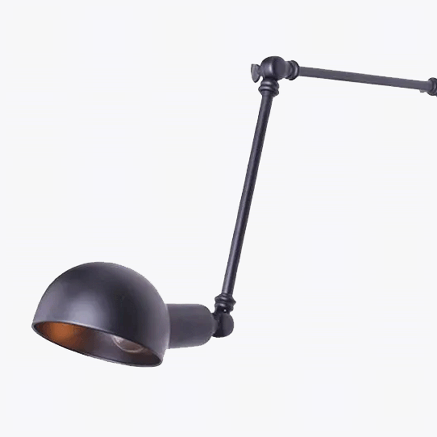 Industrial Metal Hooded Living Room Wall Lamp, Black