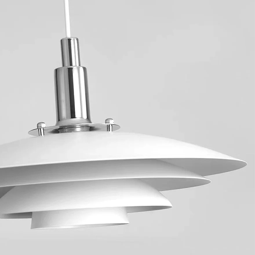 Modern Metal Frisbee Kitchen Pendant Light, White