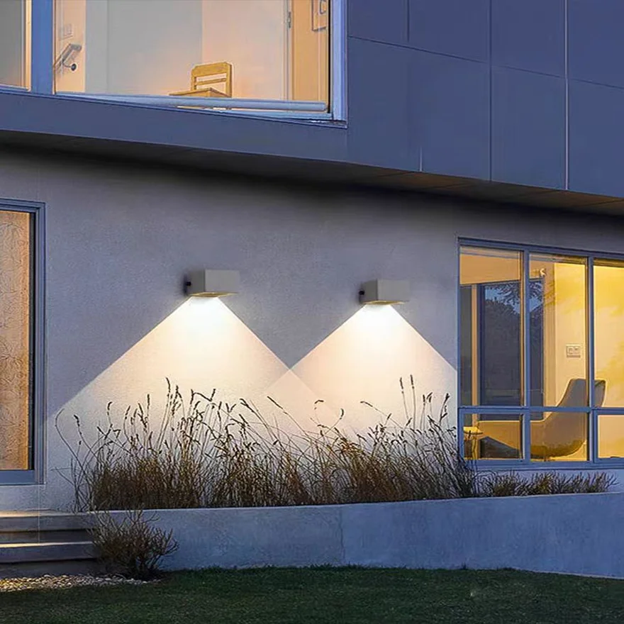 Modern Acrylic Geometric Outdoor Wall Lamp, Beige