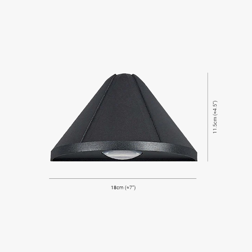 Unusual Metal And Acrylic Conical Outdoor Wall Lamp, Black/ White