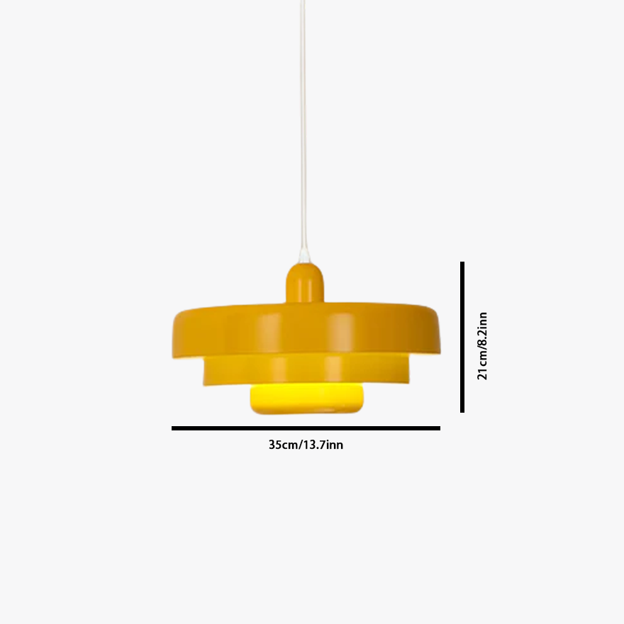 Morandi Metal Frisbee Living Room Pendant Light, Green/Orange/White, Trichromatic Light