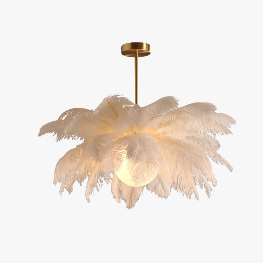 Nordic Feather And Acylic Cluster Dining Room Chandelier Pendant Light, White