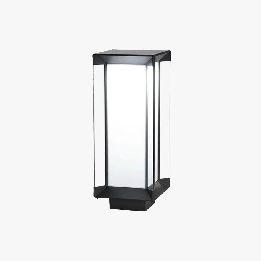 Modern Metal And Glass Rectangular Ouootdr Floor Lamp, Black