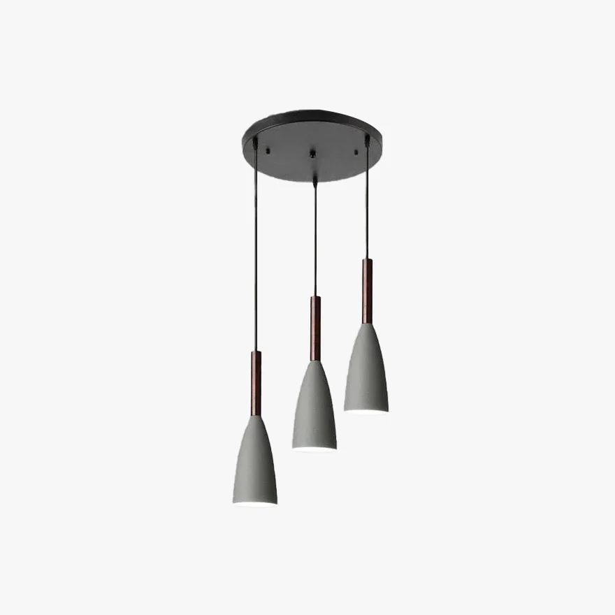 Nordic Metal And Wood Conical Kitchen Pendant Light, Black/White/Gray/Mix