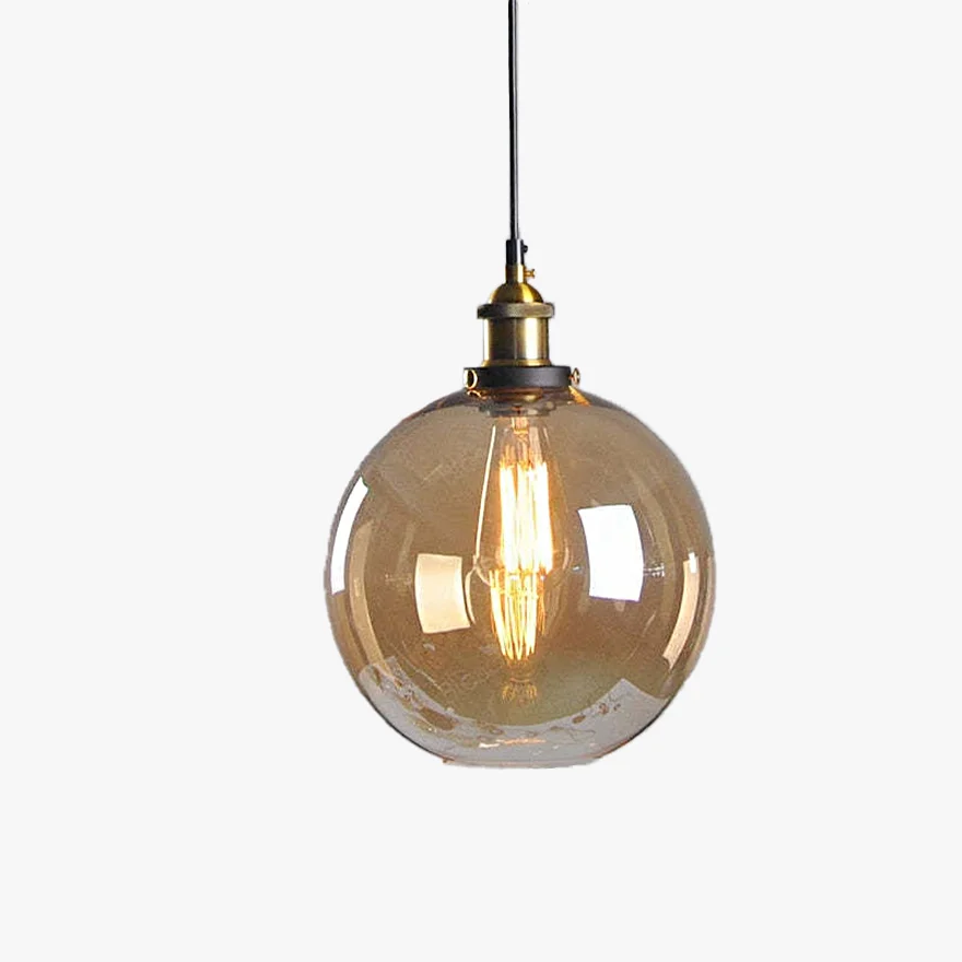 Modern Metal And Glass Geometric Kitchen Pendant Light, Clear/Amber/Smoke Grey