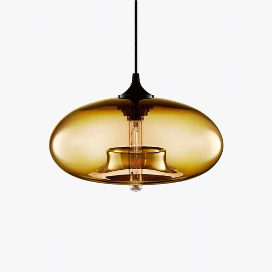 Modern Glass Drum Living Room Pendant Light, 6 Color