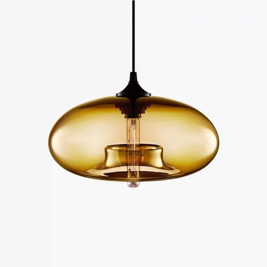 Modern Glass Drum Living Room Pendant Light, 6 Color