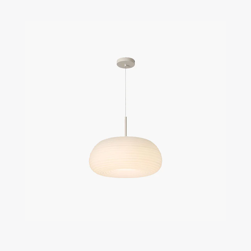 Morandi Metal And Acrylic Drum Living Room Pendant Light, White, Trichromatic Light