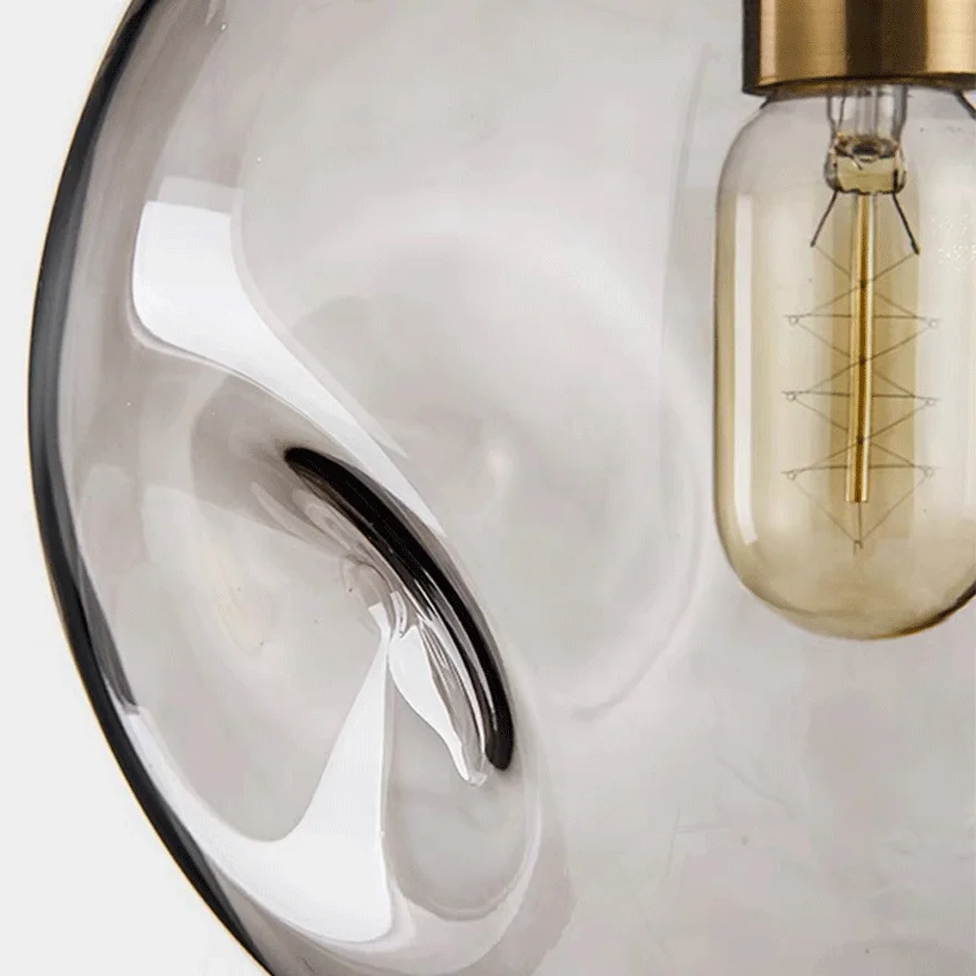 Modern Metal And Glass Bubble Study Room Pendant Light, Amber/Smoke Grey