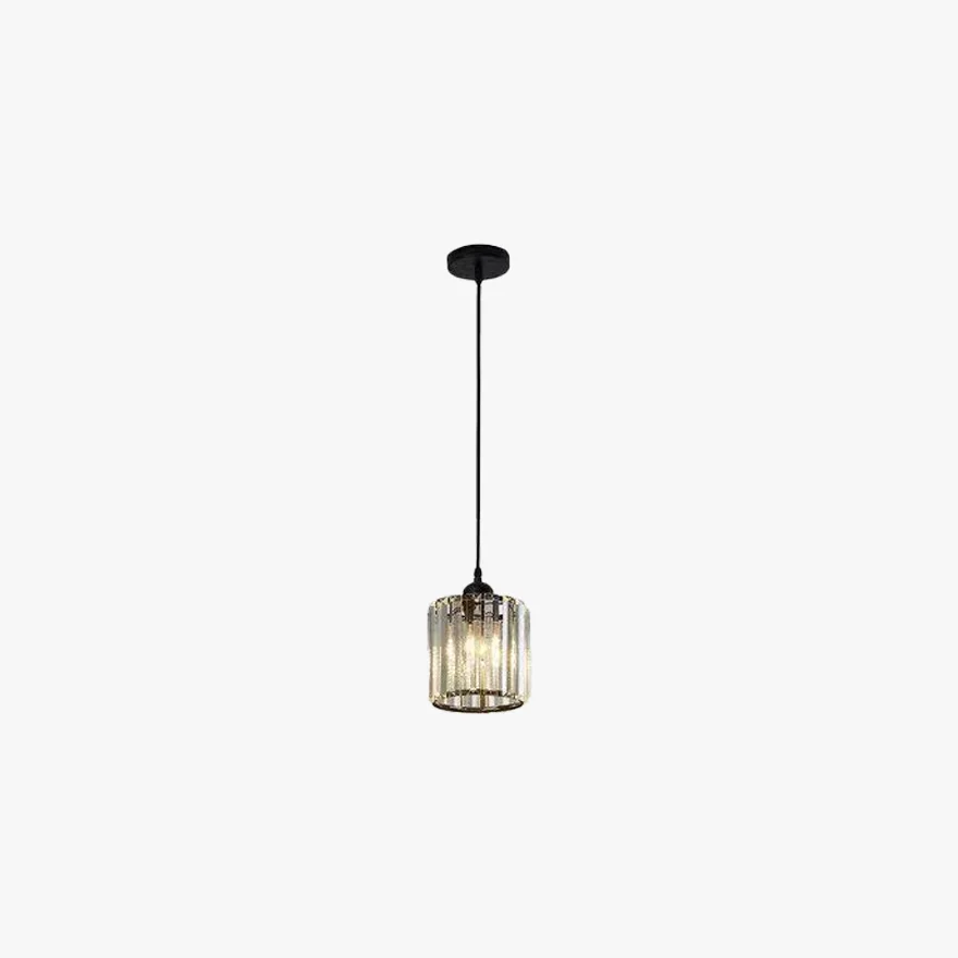 Nordic Metal And Glass Cylindrical Dining Room Pendant Light, Black/Gold