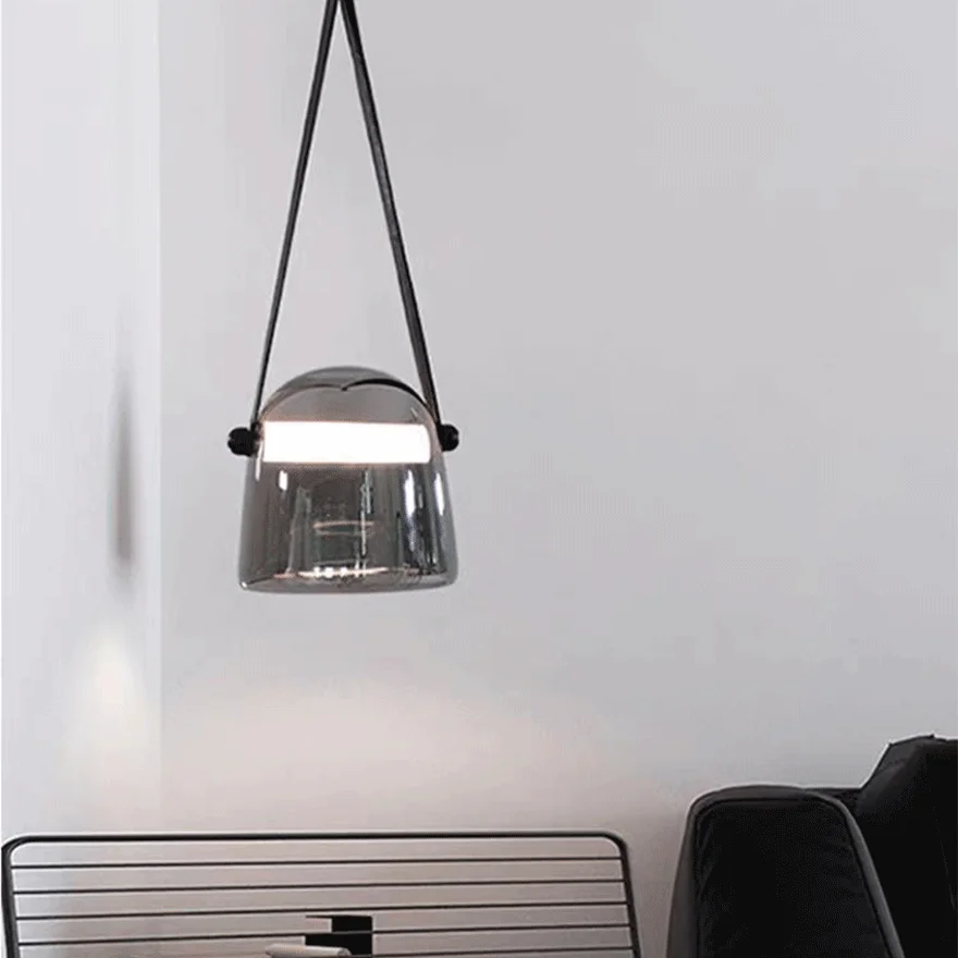 Nordic Glass Bowled Living Room Chandelier Pendant Light, Gray/Gray Brown/White, Trichromatic Light