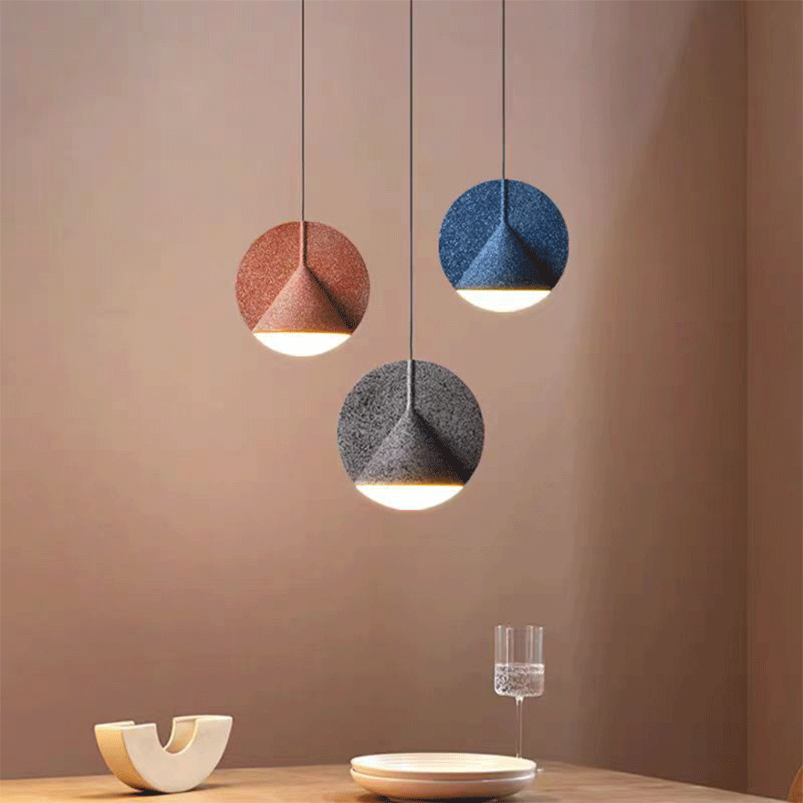 Morandi Resin Geometric Study Room Pendant Light, Blue/Grey/Orange/Yellow