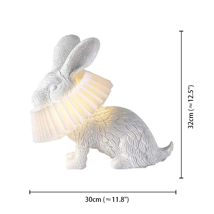 Art Deco Resin Rabbit Children's Room Table Lamp, White | Liiffy