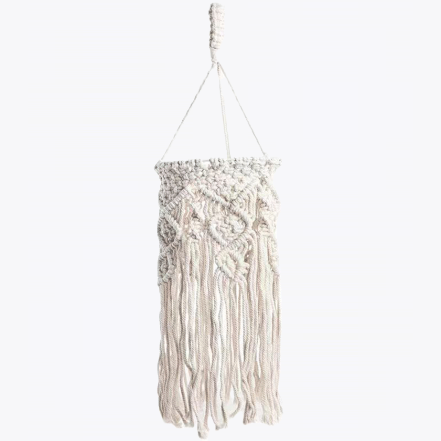 Rustic Cotton Conical Study Room Pendant Light, White