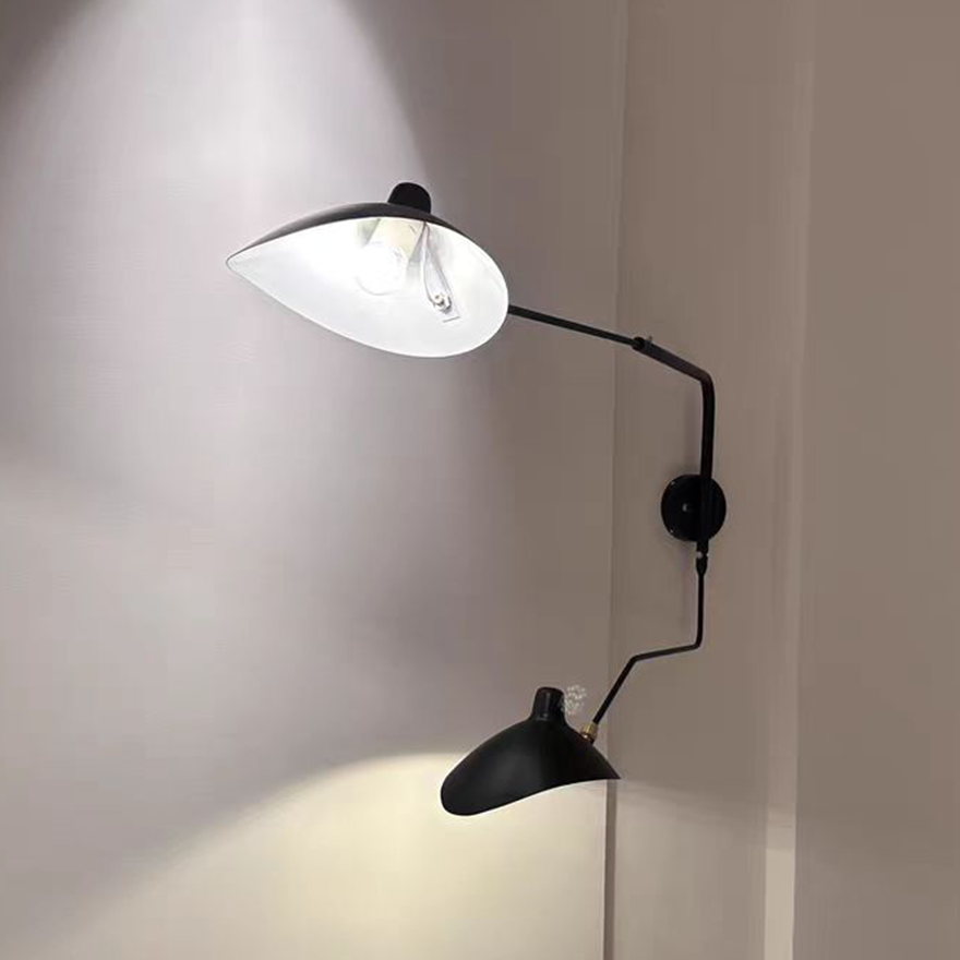 Designer Metal Linear And Conical Study Room Wall Lamp, Black