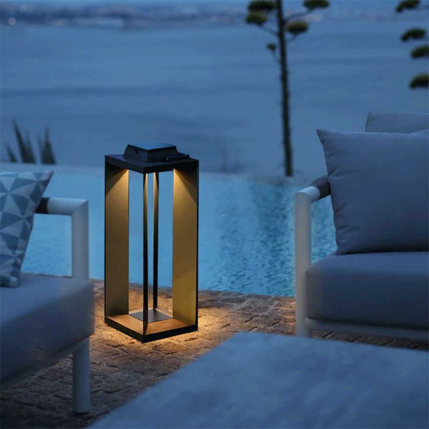 Minimalist Metal And Acrylic Cylindrical Outdoor Floor Lamp, Black