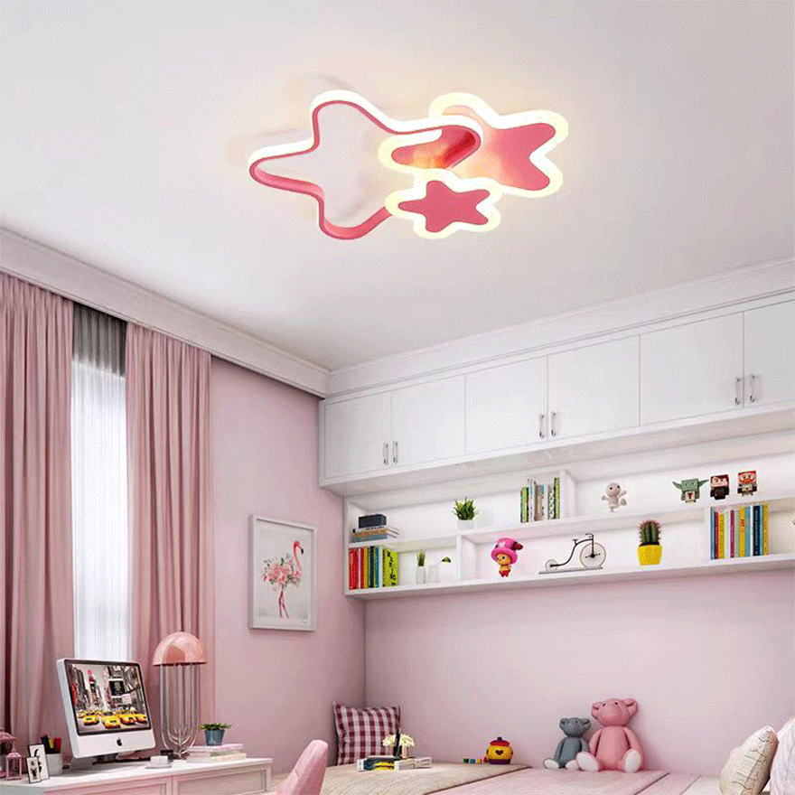 Morandi Metal And Acrylic Star Children's Room Ceiling Light, White/Pink