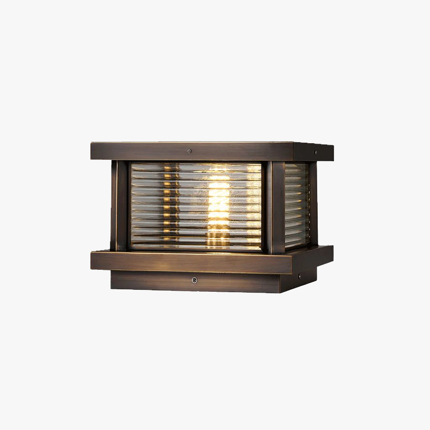 Modern Metal And Glass Square Courtyard Outdoor Pathway Light, Black/Brass/Bronze