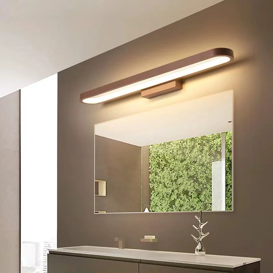 Minimalist Metal Elliptical Bathroom Wall Lamp, Black/Brown