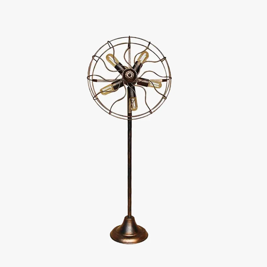 Retro  Metal Fan Dining Room Floor Lamp, Brown