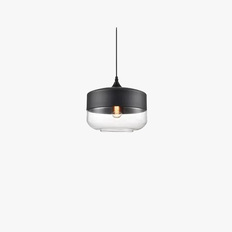 Modern Metal And Glass Geometric Living Room Pendant Light, Black