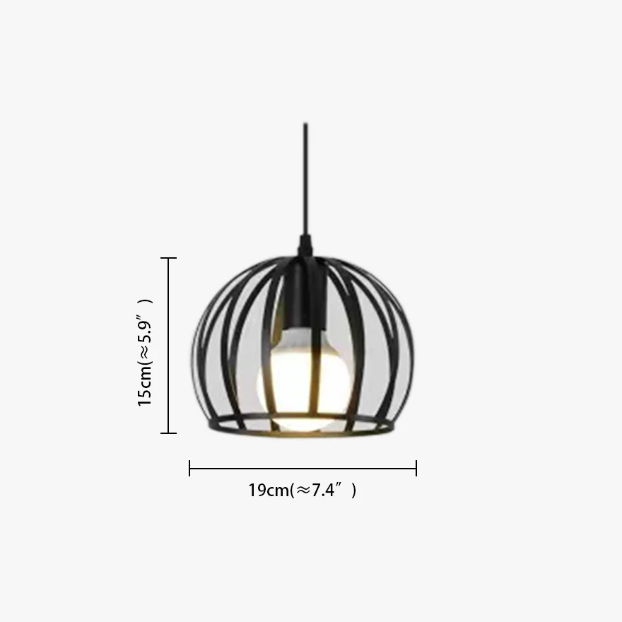 Vintage Metal Birdcage Kitchen Pendant Light, Black/White