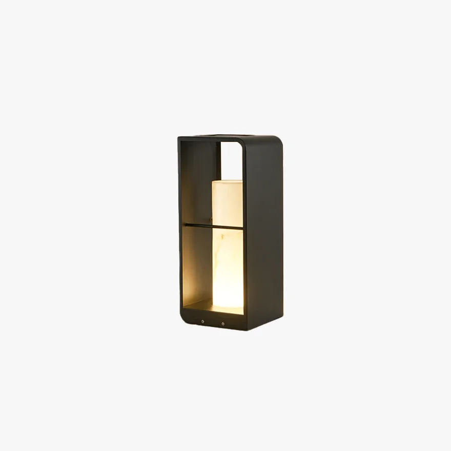 Modern Metal Rectangular Terrace Outdoor Pathway Light, Black/White/Log Color