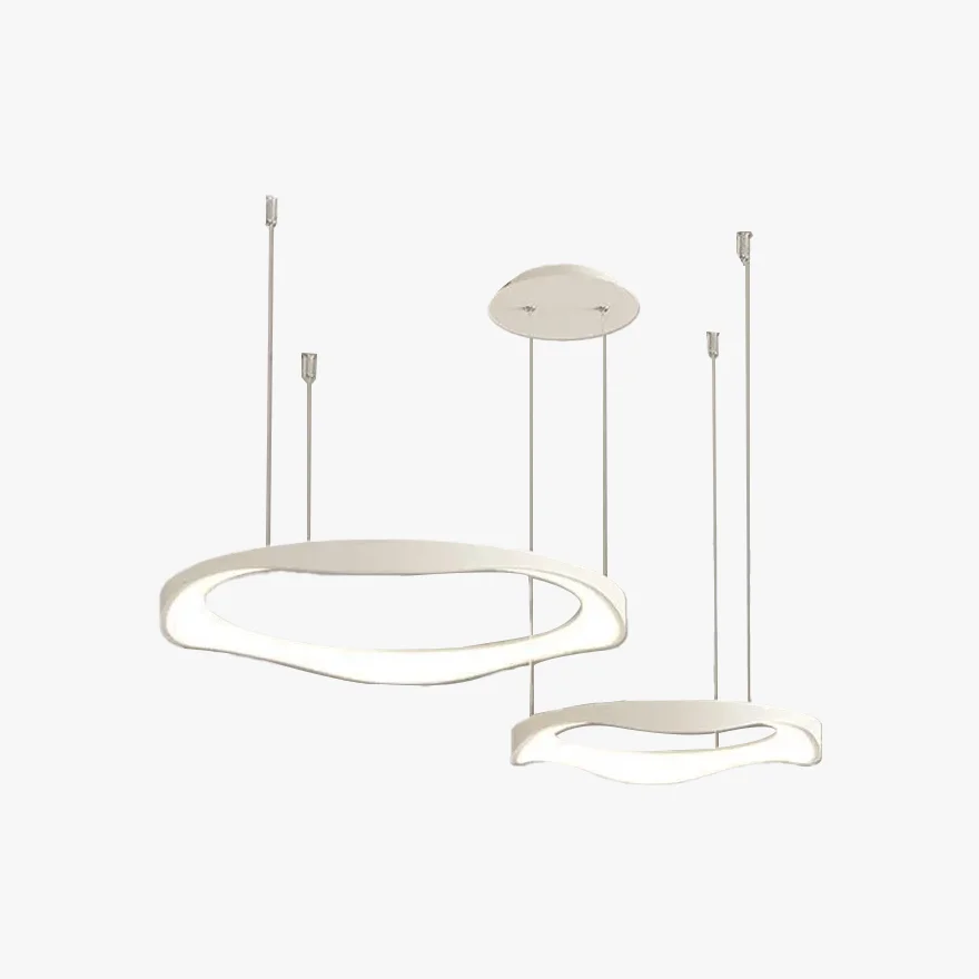 Modern Metal And Acrylic Ring Dining Room Pendant Light, Beige/White