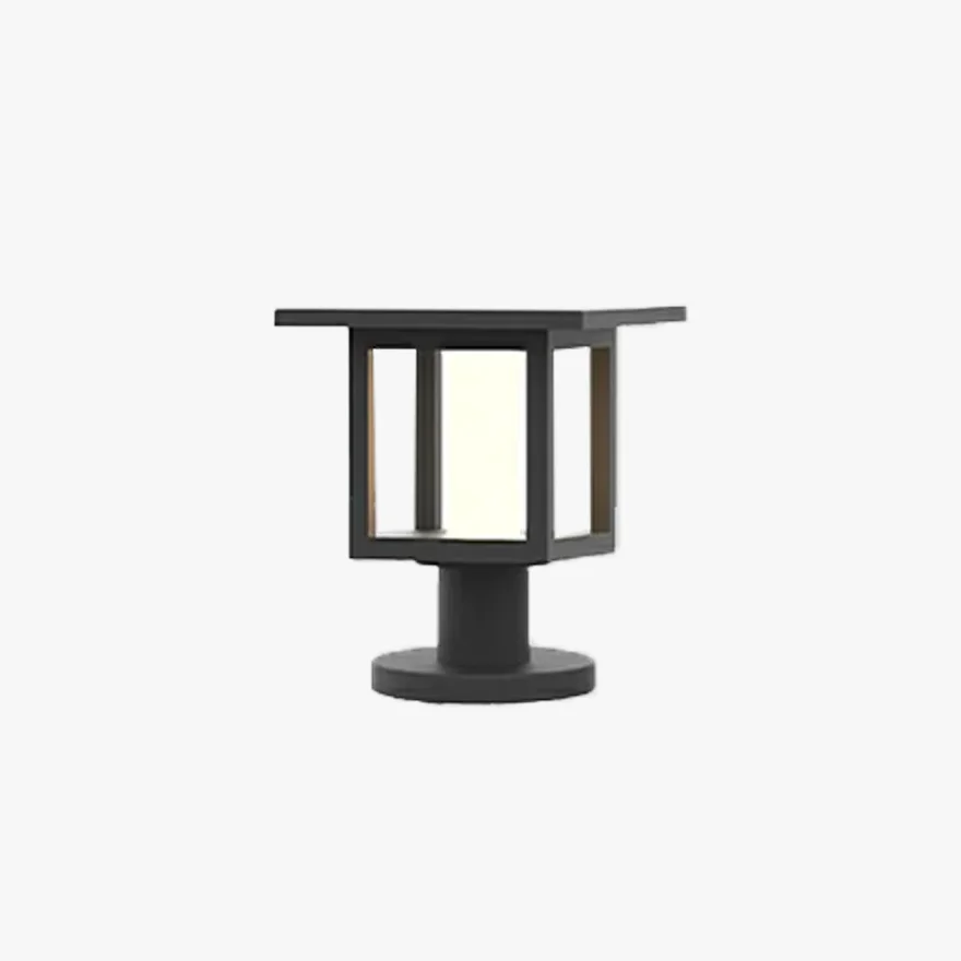 Modern Metal And Glass Square Outdoor Bollard Light, Black