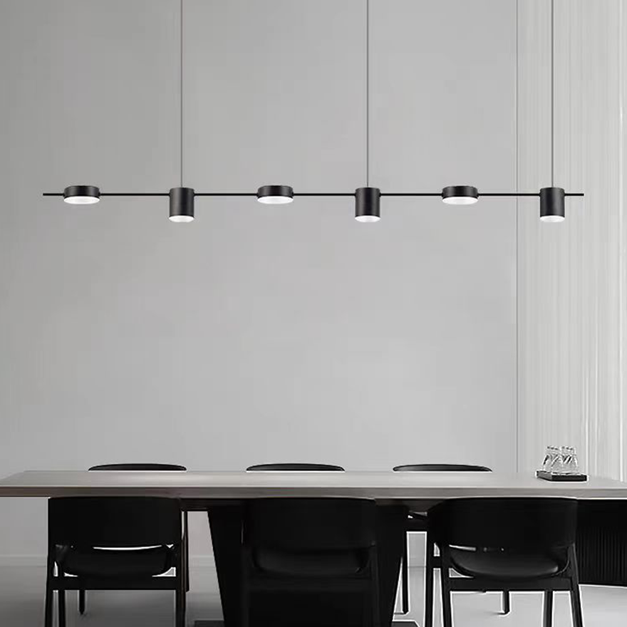 Modern Metal Geometric Dining Room Pendant Light, Black/Gold, Trichromatic Light