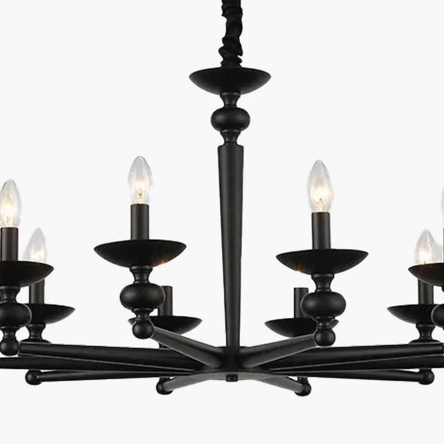 Vintage Metal And Glass Candle Bedroom Chandelier Pendant Light, Black