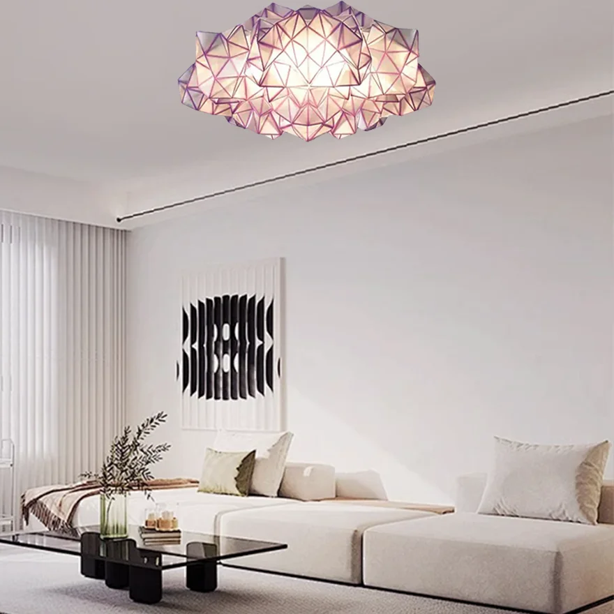 Designer Meta And Acrylic Clouds Living Room Pendant Light, White