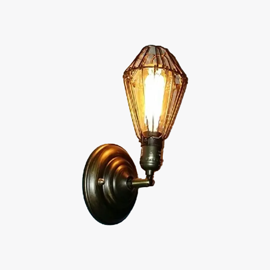 Industrial  Metal Lantern Living Room Wall Lamp, Black/Rust