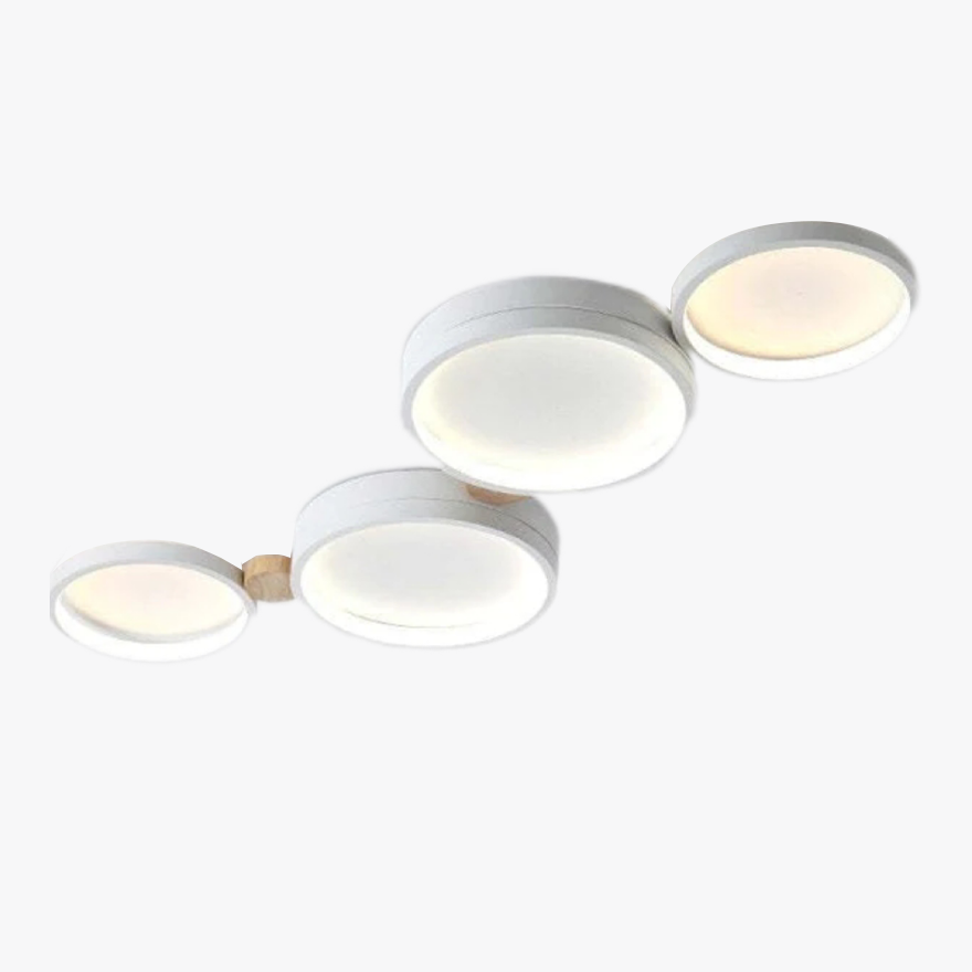 Contemporary Metal And Wooden Round Living Room Ceiling Light, Green/Grey/White