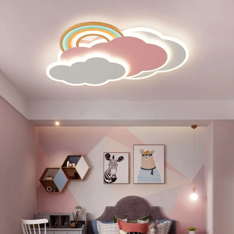 Decorative Metal And Acrylic Cloud Children's Room Ceiling Light, Multicolor