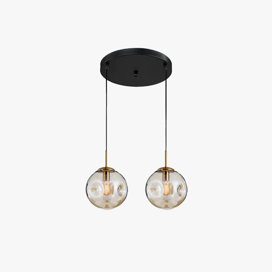 Modern Metal And Glass Bubble Study Room Pendant Light, Amber/Smoke Grey