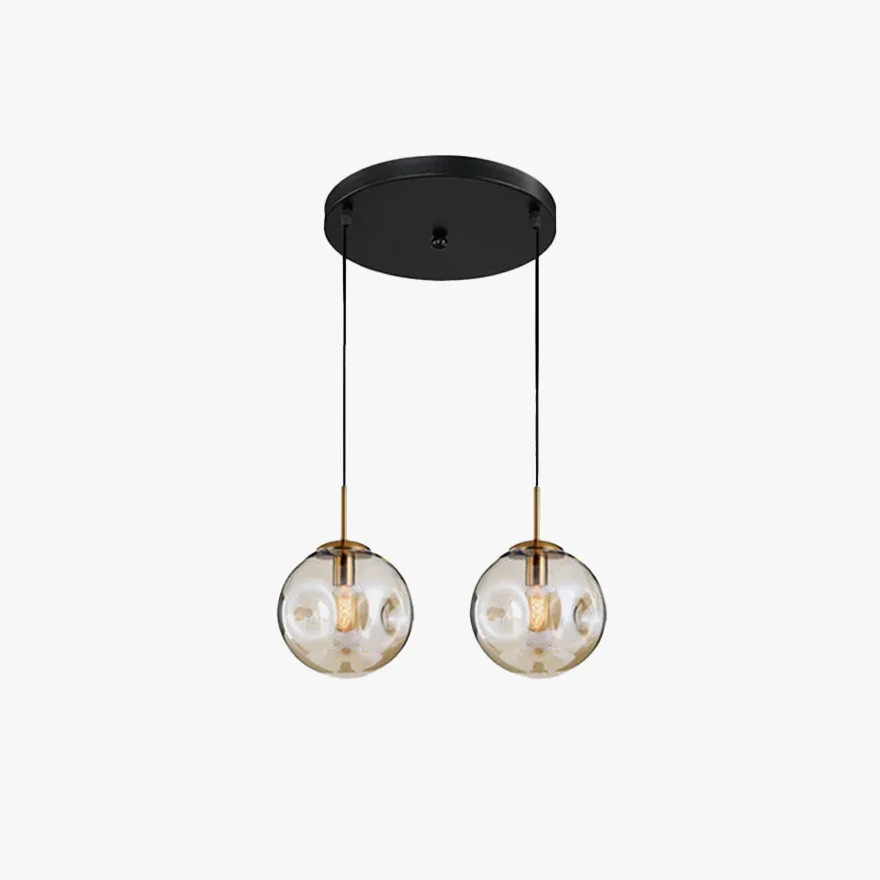 Modern Metal And Glass Bubble Study Room Pendant Light, Amber/Smoke Grey