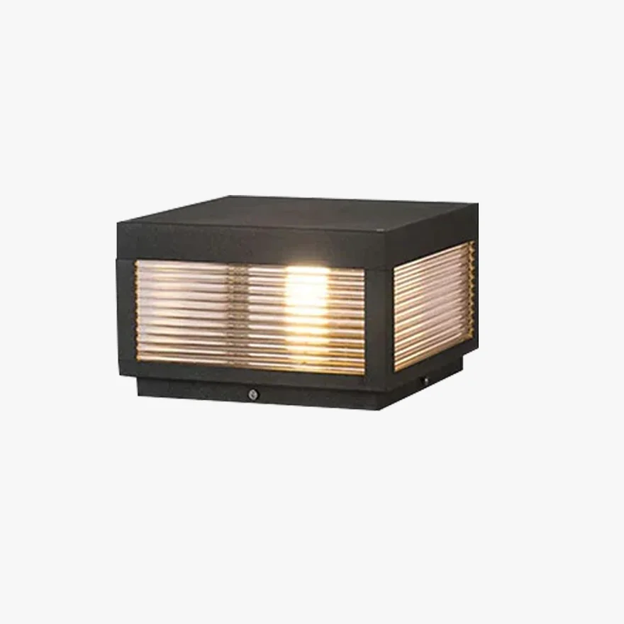 Modern Metal Square Terrace Outdoor Pillar Light, Black