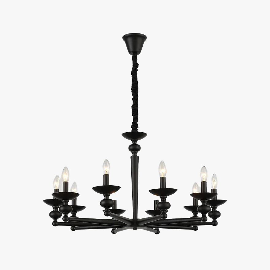 Vintage Metal And Glass Candle Bedroom Chandelier Pendant Light, Black