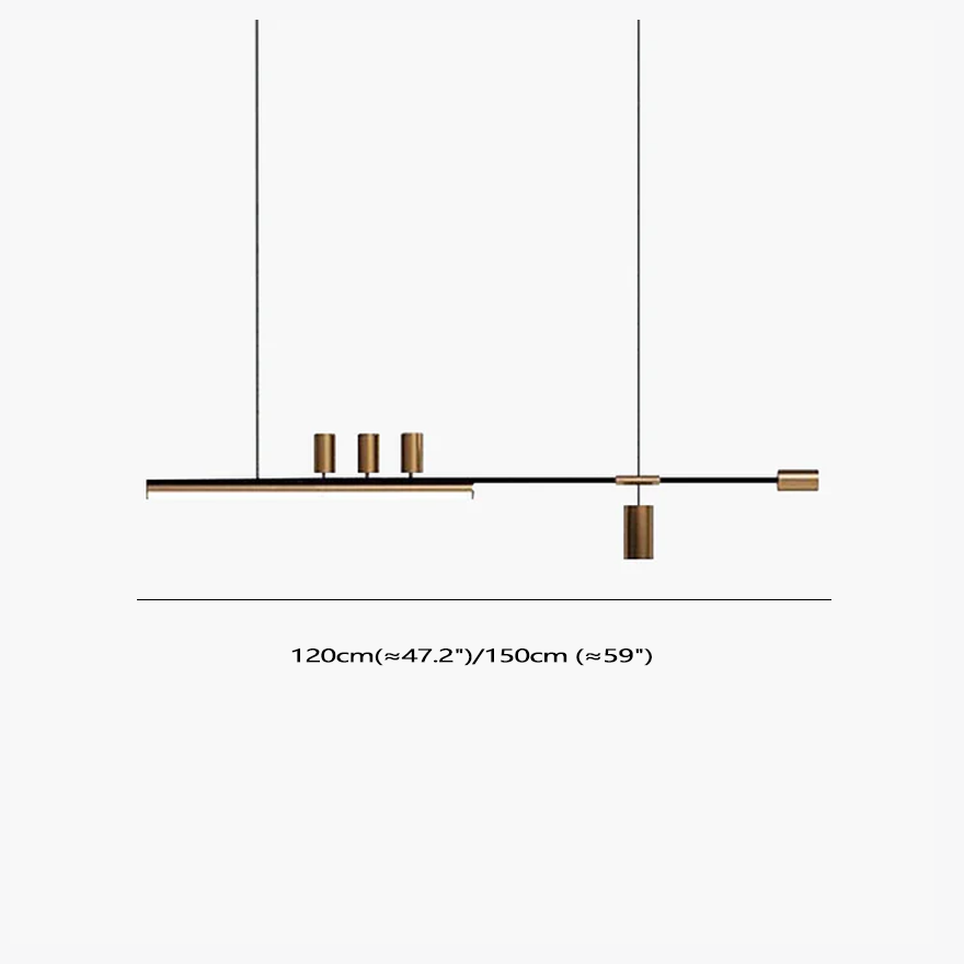 Modern Metal And Acylic Linear Kitchen Pendant Light, Black-Gold