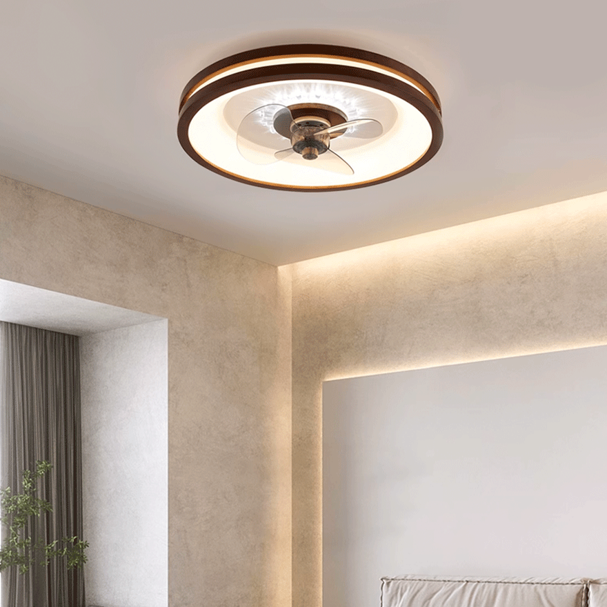 Modern Wooden And Acrylic Round Living Room Ceiling Light, Natural Wood/Walnut